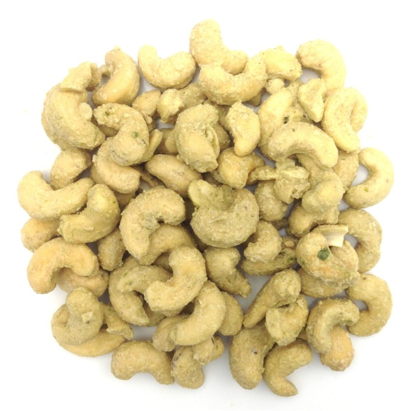 A pile of “sour cream” and chive sprouted cashews