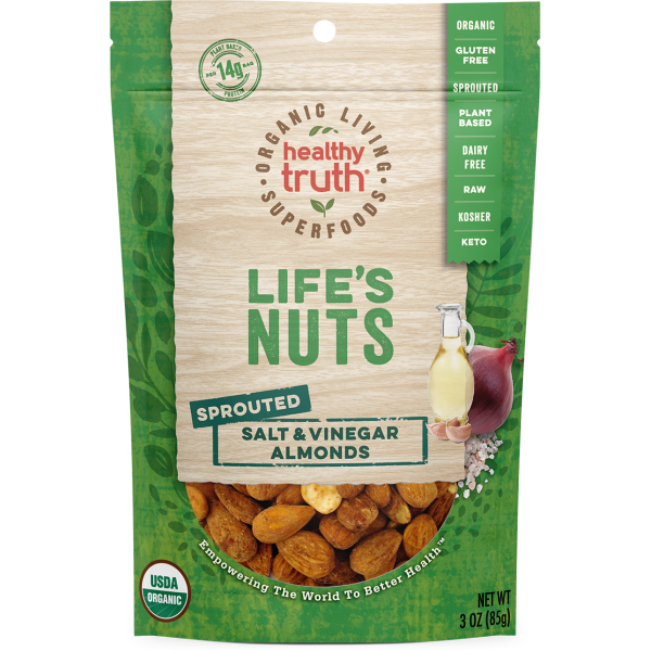 Organic Raw Sprouted Salt & Vinegar Almonds - Front of package